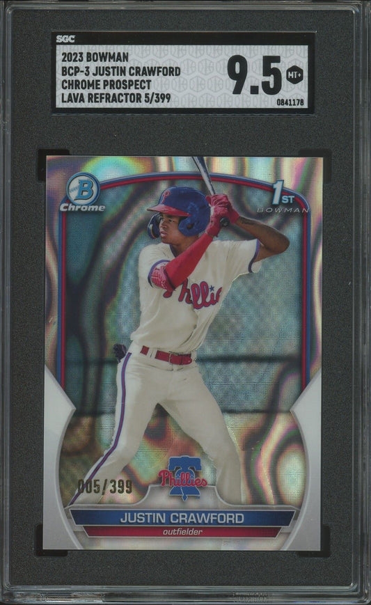 2023 Bowman Chrome Justin Crawford 1st Lava Refractor #/399 #BCP-3 SGC 9.5