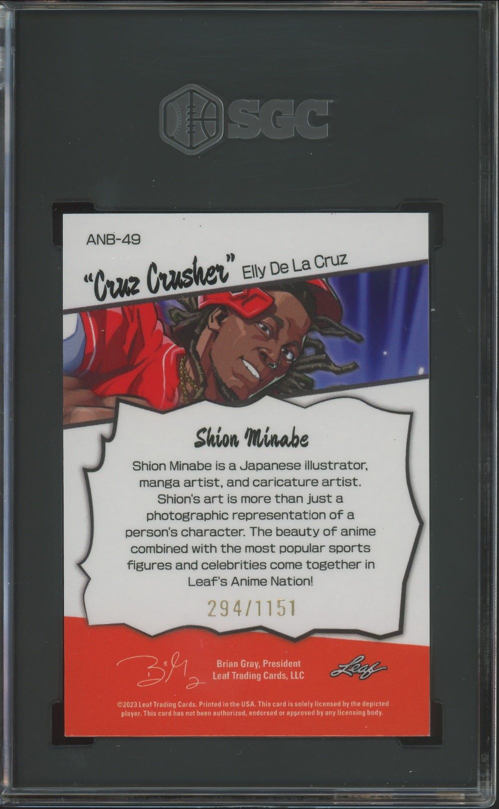 2023 Leaf Metal Elly De La Cruz Anime Nation #/1151 #ANB-49 SGC 9