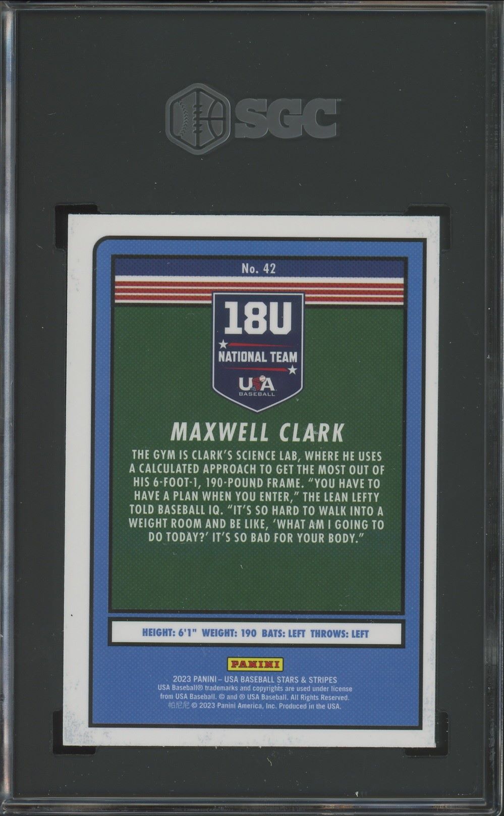 2023 Panini Stars And Stripes Maxwell Clark #42 SGC 9