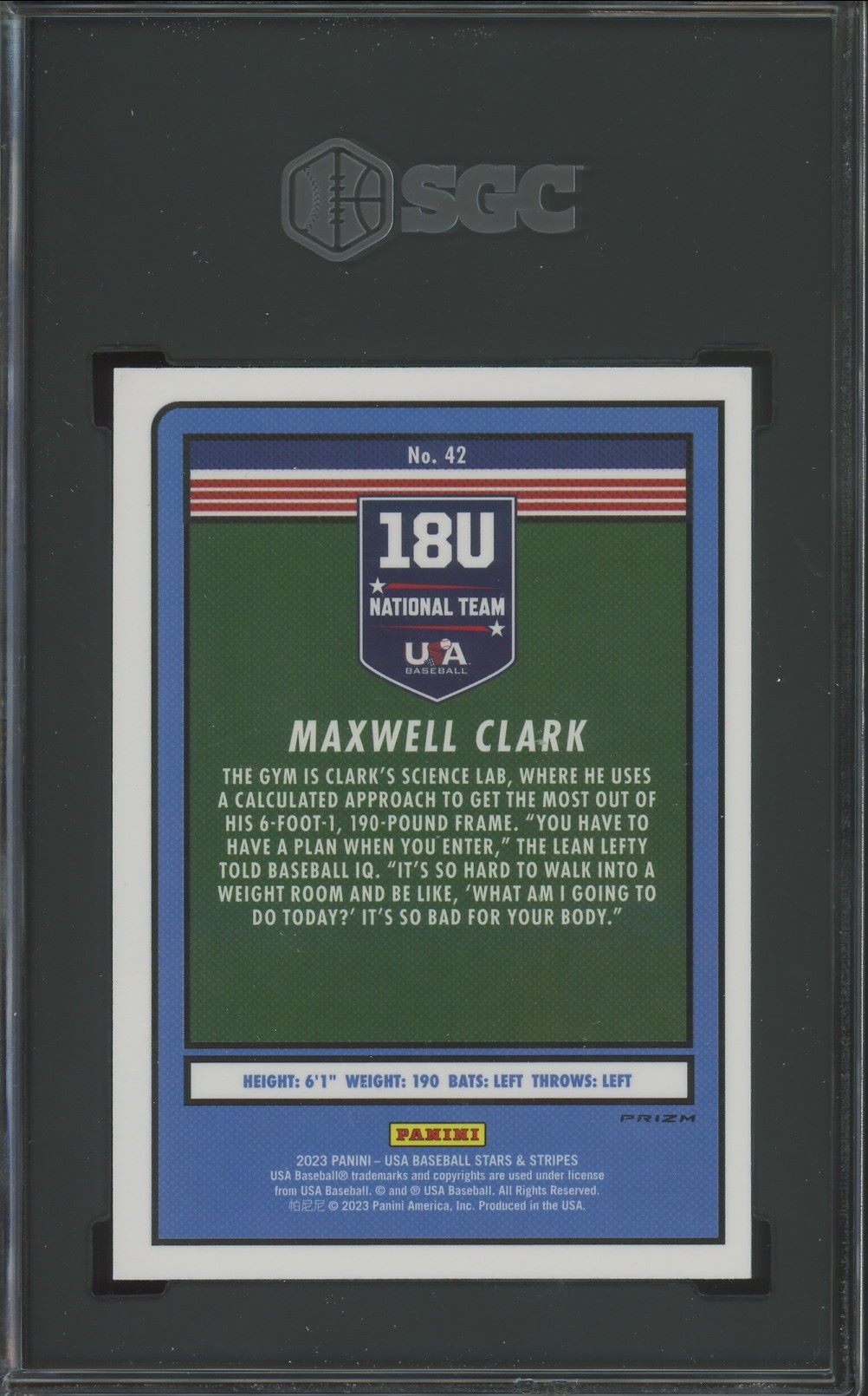 2023 Panini USA Stars & Stripes Maxwell Clark Bronze Silver Gold #42 SGC 8.5