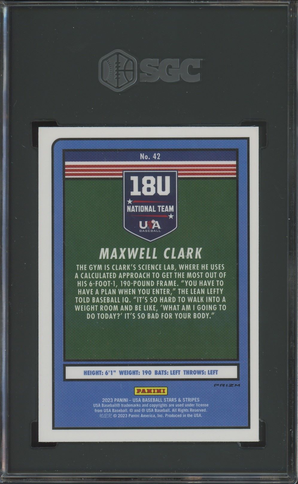 2023 Panini USA Stars & Stripes Maxwell Clark Bronze Silver Gold #42 SGC 8