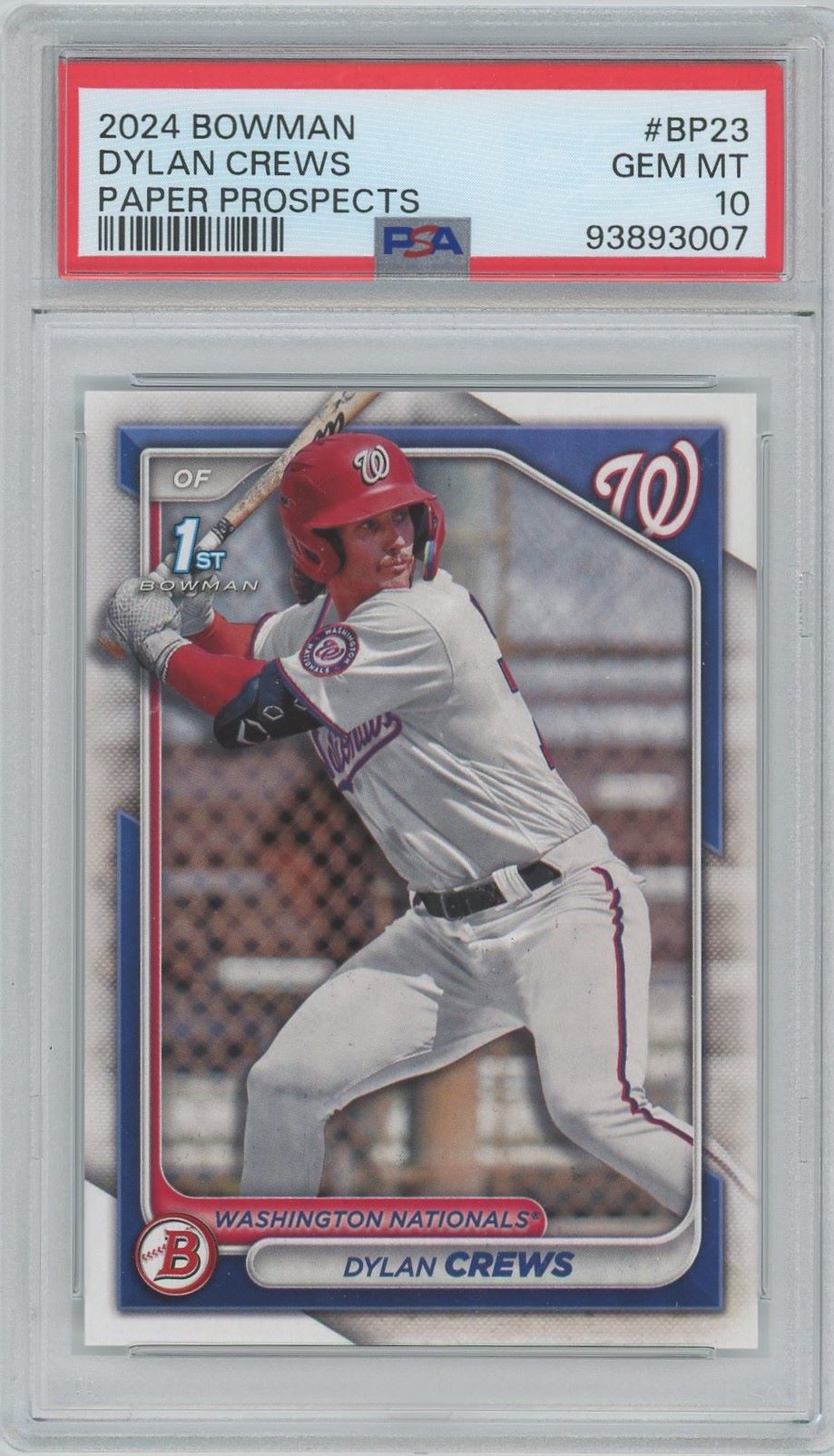 2024 Bowman Dylan Crews 1st Bowman Paper Prospects #BP-23 PSA 10