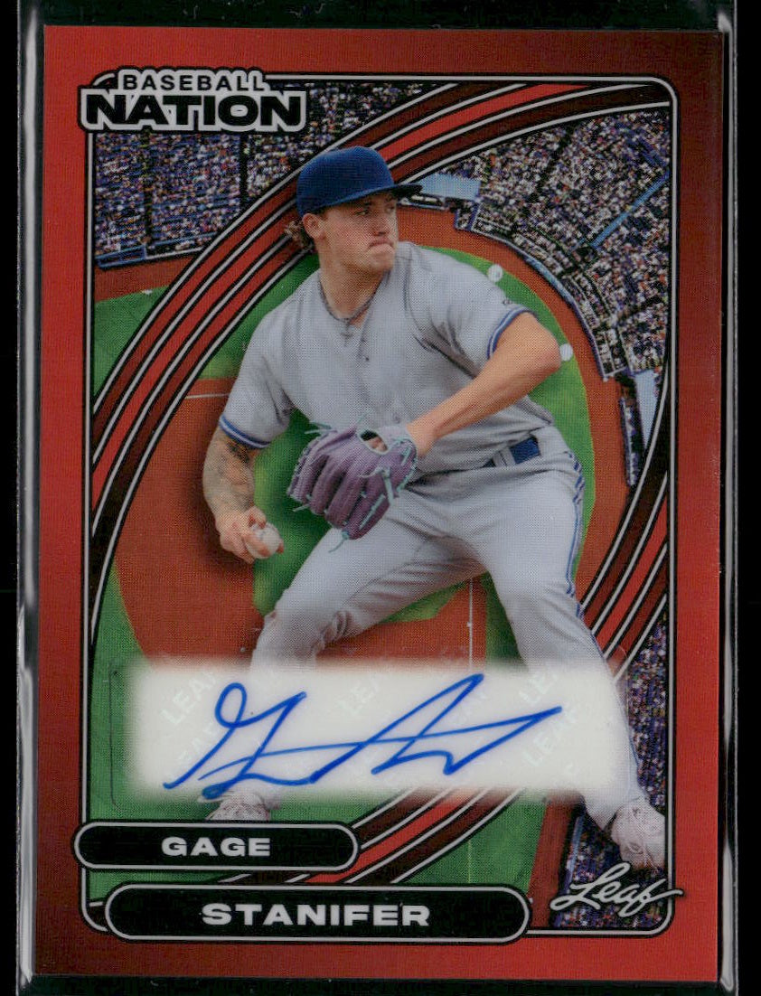 2026 Leaf Baseball Nation Gage Stanifer Red Auto #/3 #BA-GS1