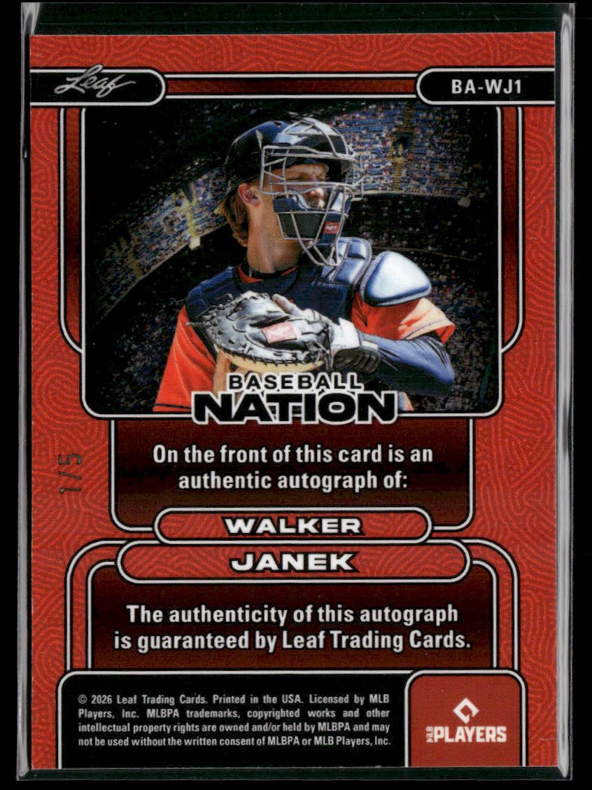 2026 Leaf Baseball Nation Walker Janek Base Auto Green #/5 #BA-WJ1