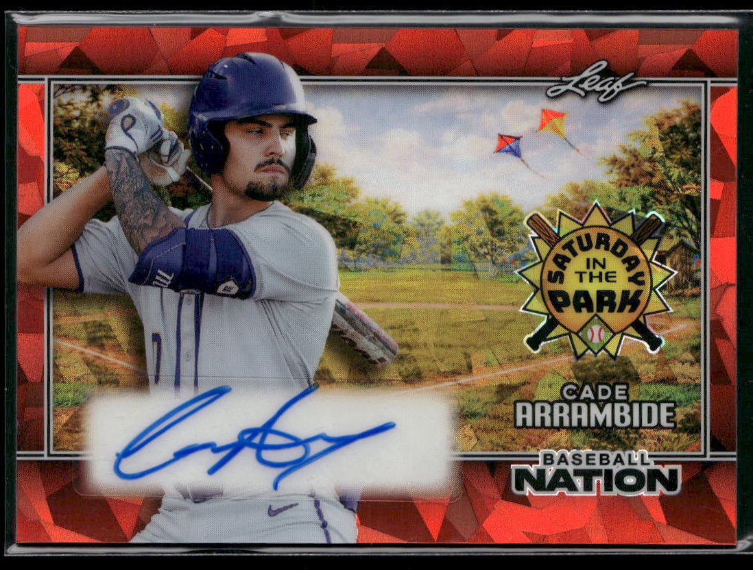 2026 Leaf Baseball Nation Cade Arrambide Sat in the Park Auto Crystal Red #3/3