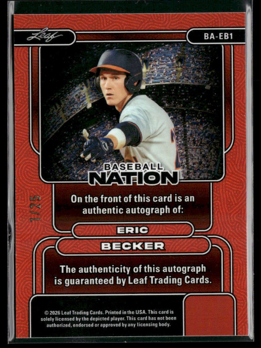2026 Leaf Baseball Nation Eric Becker Auto Silver #/25 #BA-EB1