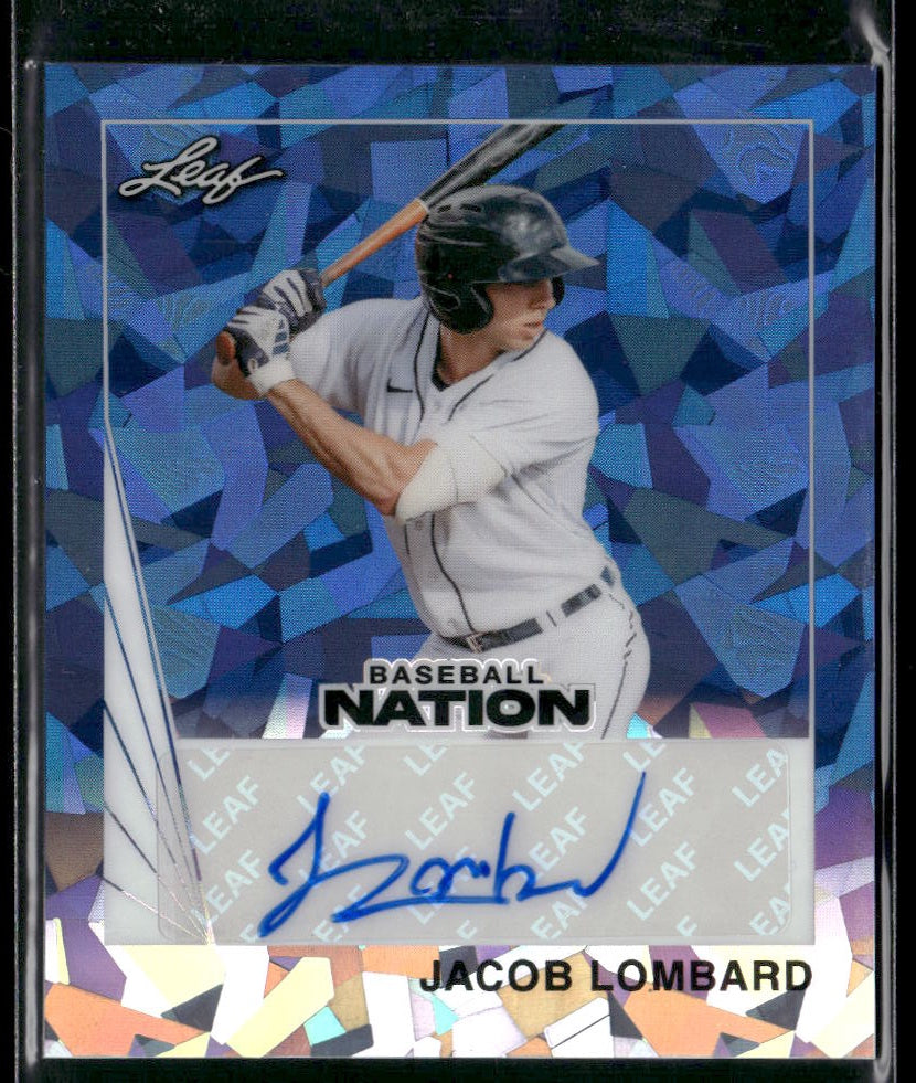 2026 Leaf Baseball Nation Jacob Lombard 1990 Leaf Mini Auto Crystal Blue #3/4