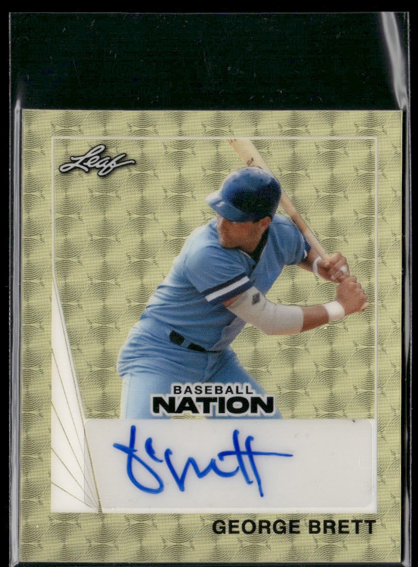 2026 Leaf Baseball Nation George Brett 1990 Leaf Mini Auto Gold Vinyl #1/1
