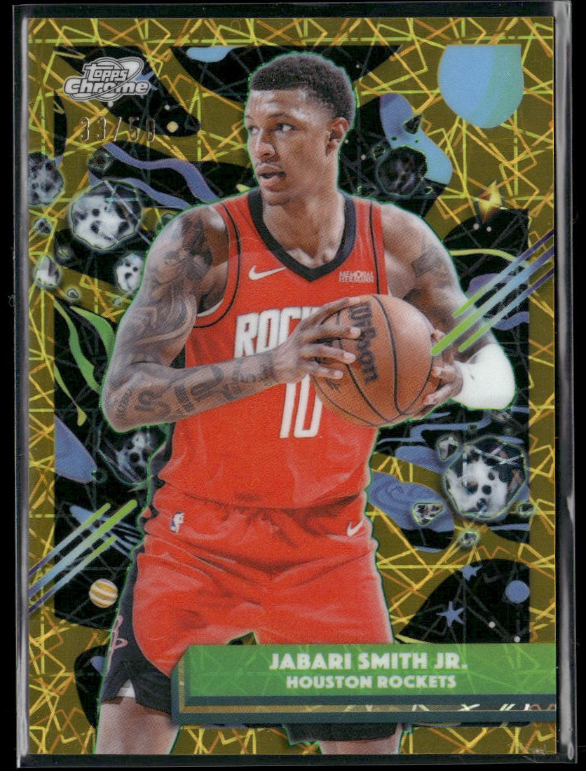 2025-26 Topps Chrome Cosmic Jabari Smith Jr. Gold Interstellar Refractor #/50 #114