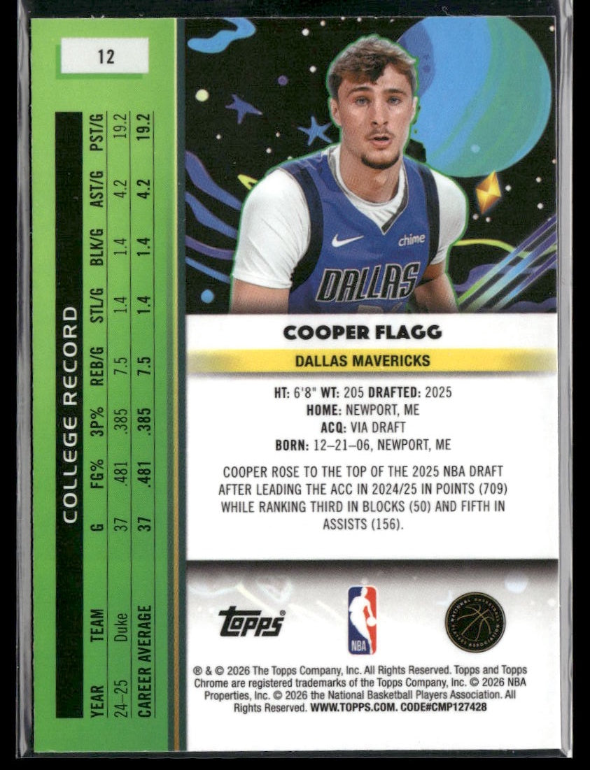 2025-26 Topps Chrome Cosmic Cooper Flagg RC Nucleus Refractor #12