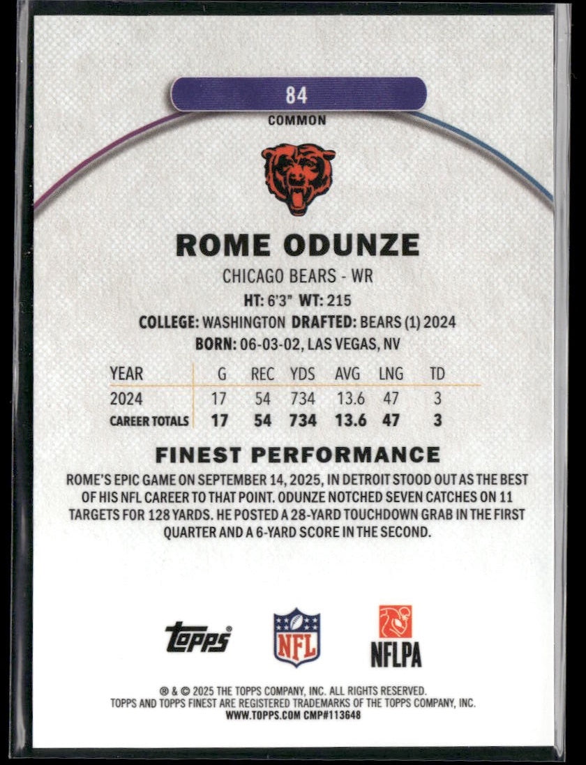 2025 Finest Rome Odunze Sky Blue #/325 #84