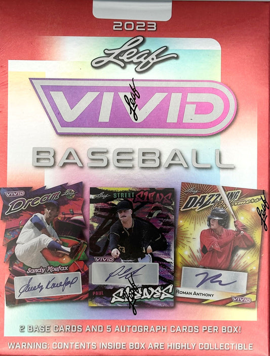 2023 Leaf Vivid Baseball Hobby Box-5 Autos per box