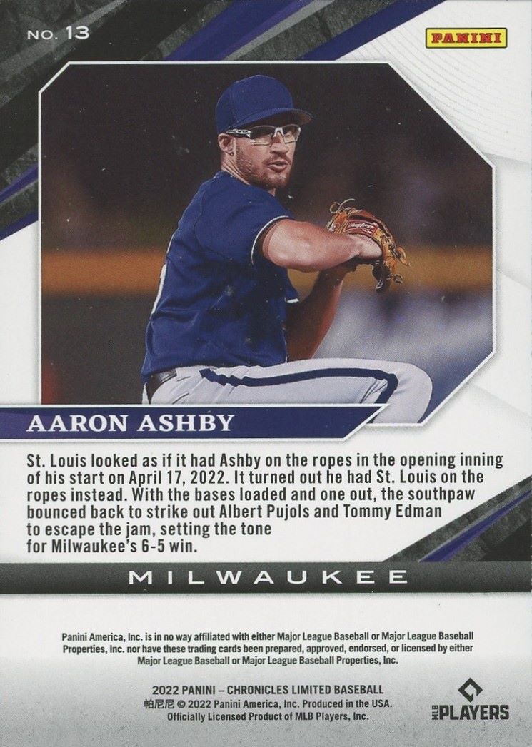 2022 Panini Chronicles Aaron Ashby Elite #13 Rookie