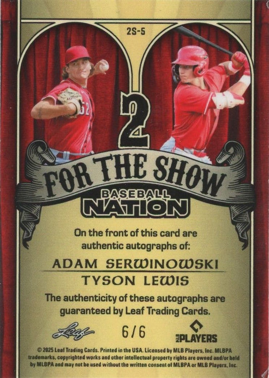 Adam Serwinowski/Tyson Lewis 2025 Leaf Baseball Nation Dual Auto Pink #6/6 #2S-5