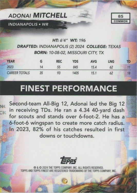 Adonai Mitchell 2024 Topps Finest Purple Rookie RC #151/200 #85
