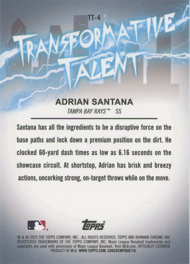 2023 Bowman Chrome Draft Adrian Santana Transformative Talent #TT-4