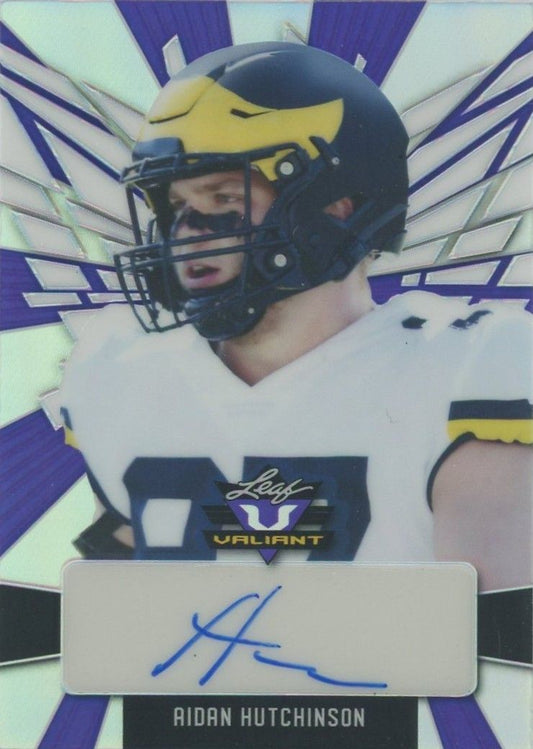 Aidan Hutchinson 2022 Leaf Valiant Football Purple Auto #15/15 #PA-AH1