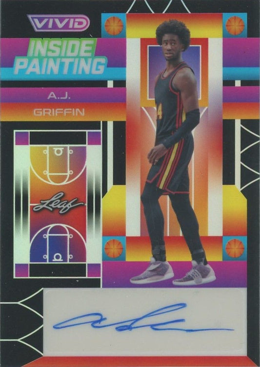 AJ Griffin 2022-23 Leaf Vivid Basketball Inside Painting Black Auto #10/20 #IP-AJG