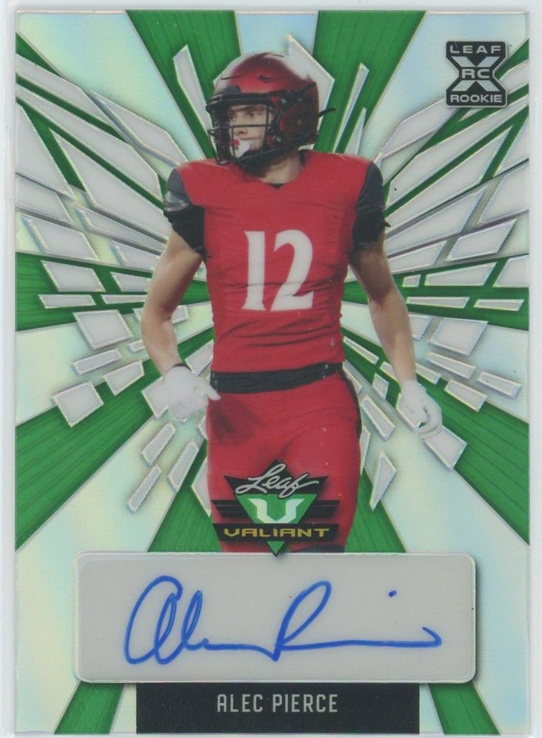 2022 Leaf Valiant Football Alec Pierce Green Auto XRC #26/40 #BA-AP1