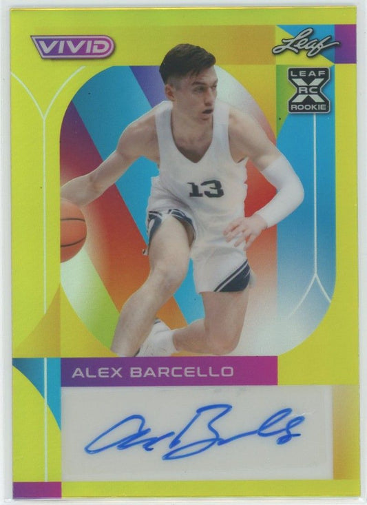 2023 Leaf Vivid Basketball Alex Barcello Yellow Prismatic XRC Auto #21/50 #BA-AB1