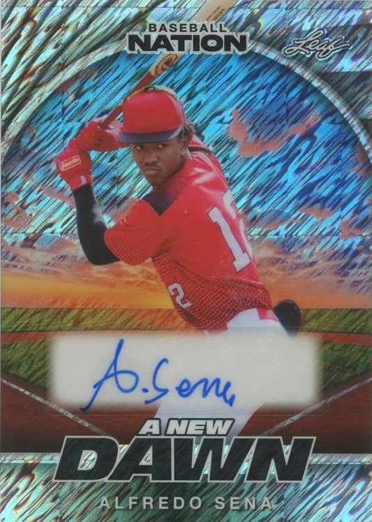 Alfredo Sena 2025 Leaf Baseball Nation A New Dawn Silver Shimmer Auto #5/15 #NA-AS2