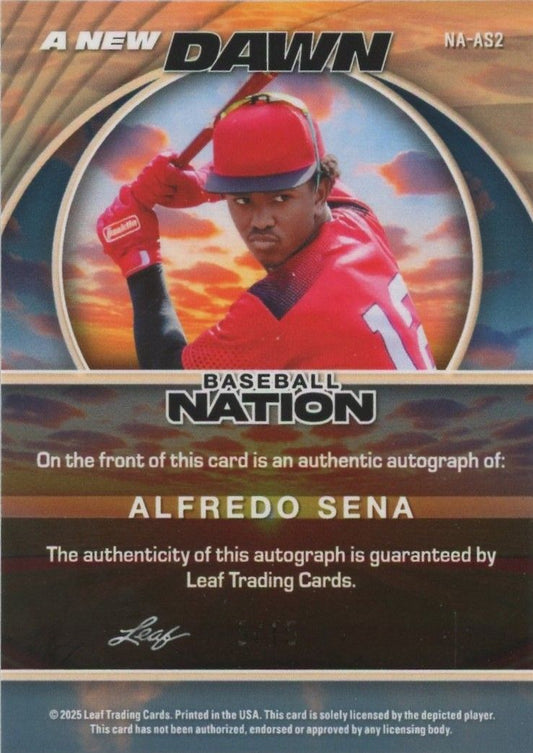 Alfredo Sena 2025 Leaf Baseball Nation A New Dawn Silver Shimmer Auto #5/15 #NA-AS2