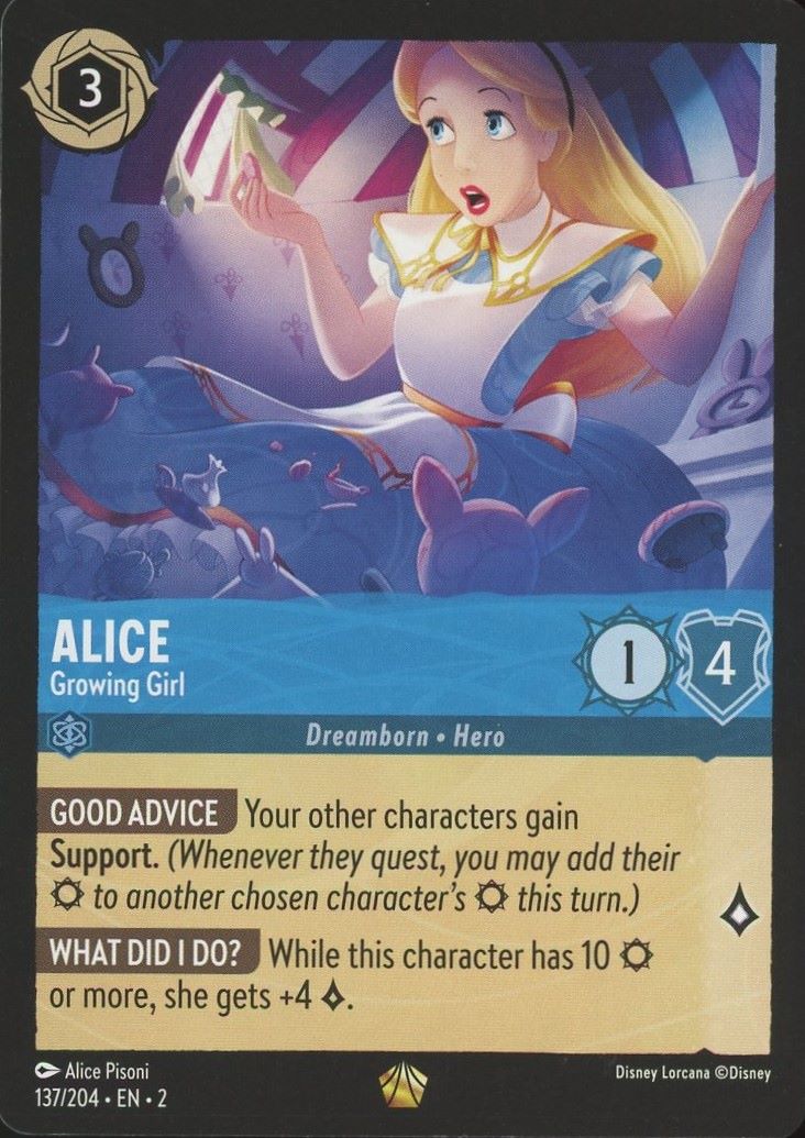 Disney Lorcana Rise of the Floodborn Alice Growing Girl Legendary #137