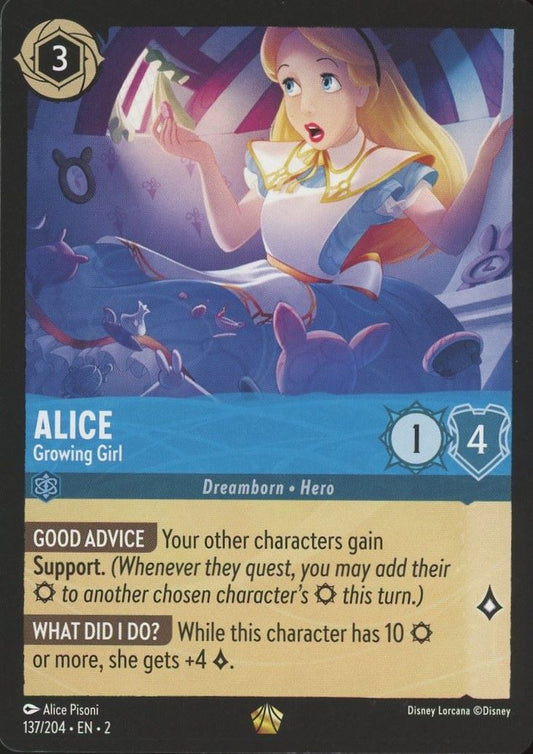 Disney Lorcana Rise of the Floodborn Alice Growing Girl Legendary #137