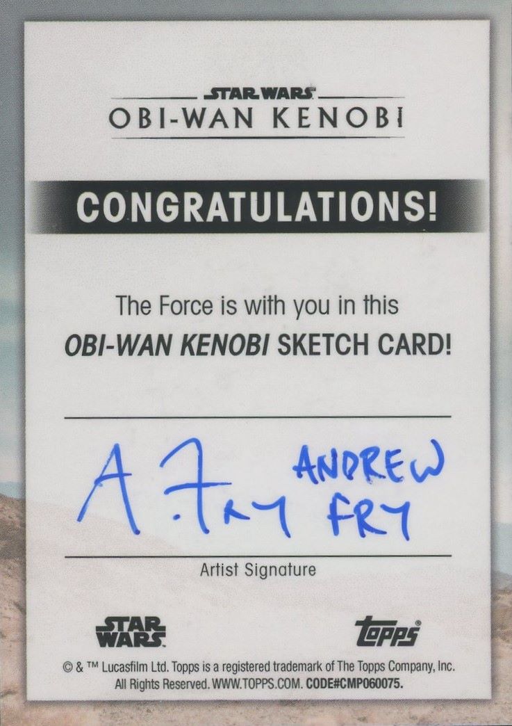 2023 Topps Obi-Wan Kenobi Sketch Card By Andrew Fry