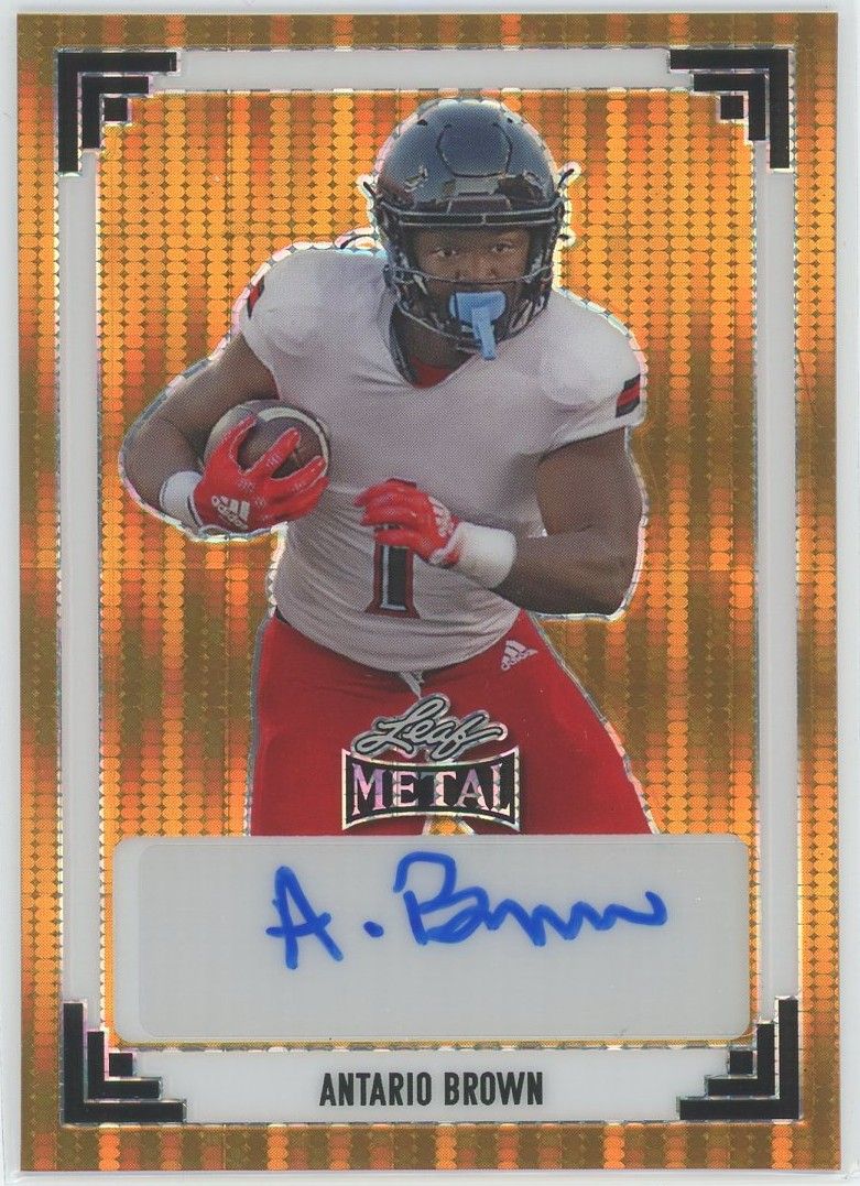 2024 Leaf Metal Football Antario Brown Disco Auto #1/1 #91A-AB1