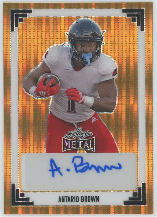 2024 Leaf Metal Football Antario Brown Disco Auto #1/1 #91A-AB1