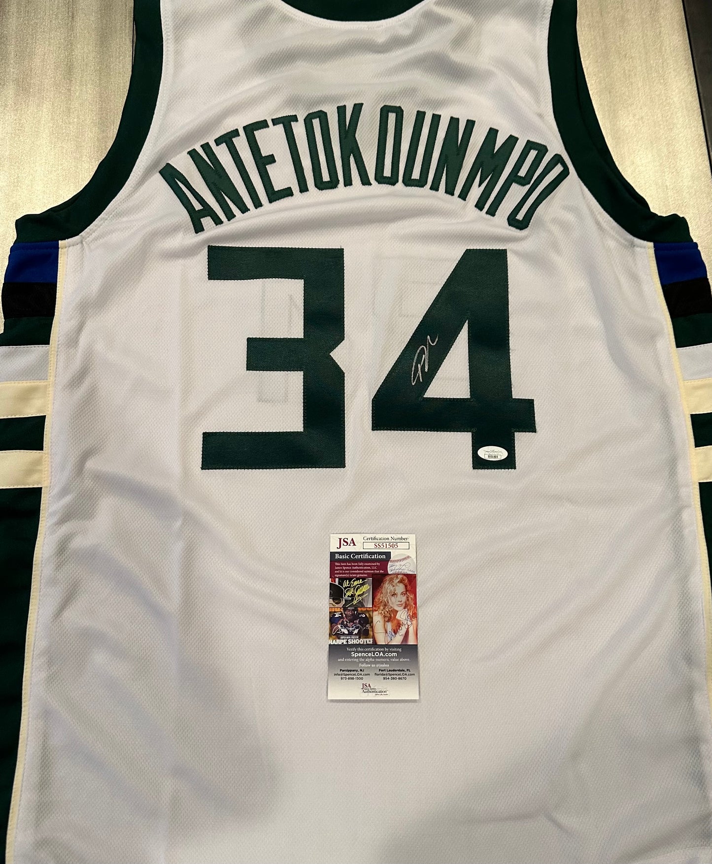 Giannis Antetokounmpo AutographedJersey Milwaukee Bucks JSA COA