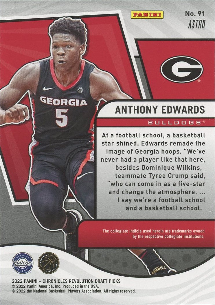 2022 Panini Chronicles Anthony Edwards Draft PIcks Revolution Astro  #91 Georgia