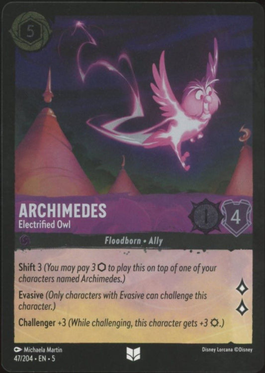 Disney Lorcana Archimedes Electrified Owl Shimmering Skies Uncommon Foil #47