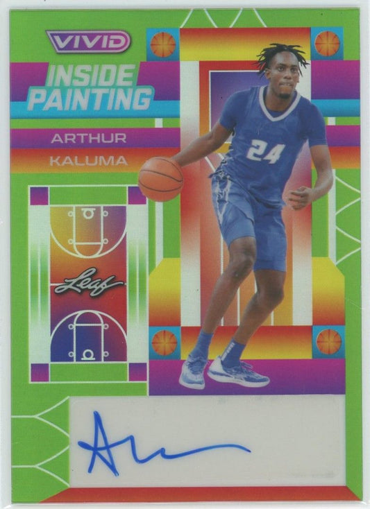 2022-23 Leaf Vivid Basketball Arthur Kaluma Inside Painting Green Auto #14/15 #IP-AK1