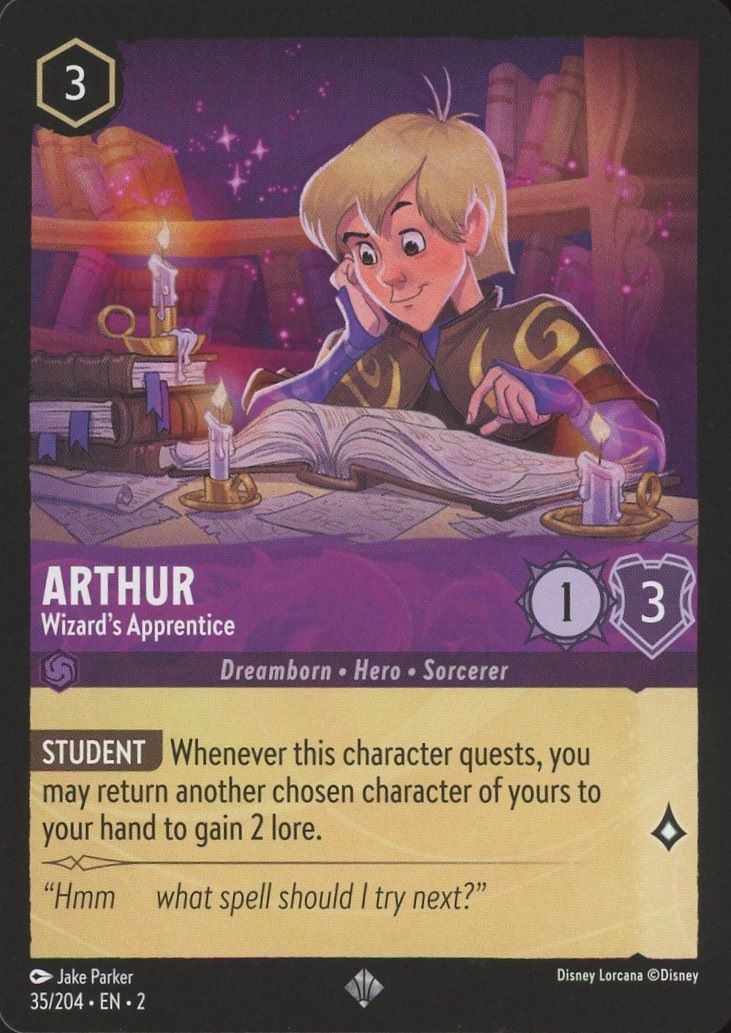 Disney Lorcana: Floodborn Arthur Wizard's Aprrentice Super Rare #35