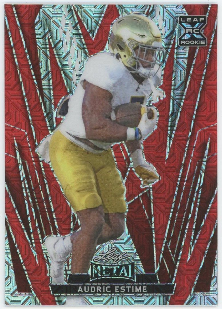 2024 Leaf Metal Football Audric Estime Red Mojo #1/3 #113 Denver Broncos