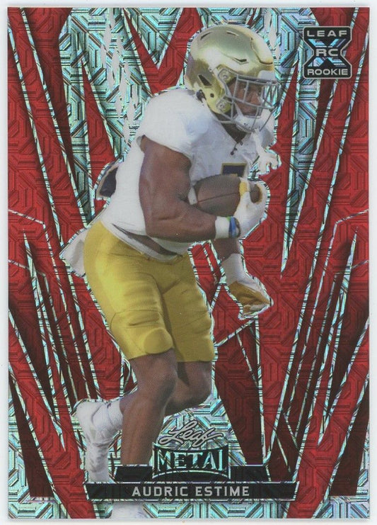 2024 Leaf Metal Football Audric Estime Red Mojo #1/3 #113 Denver Broncos