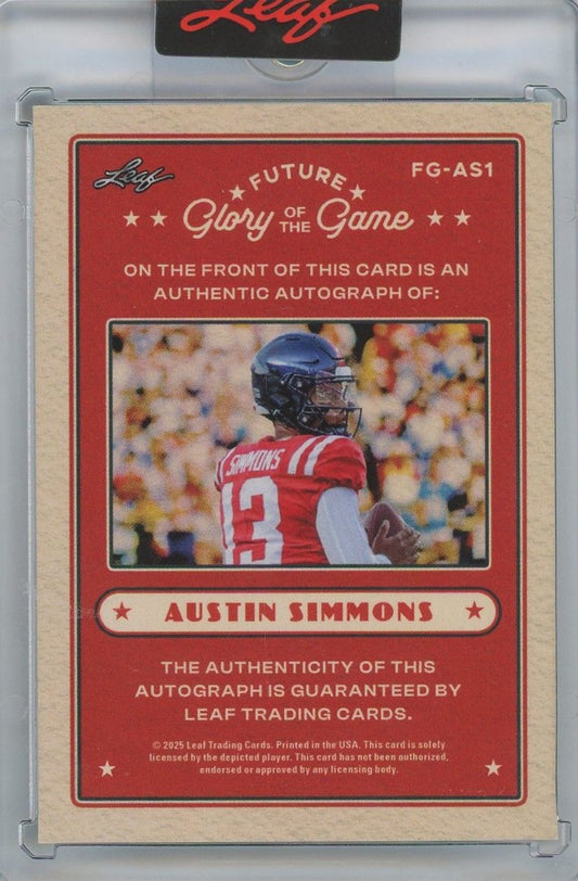 Austin Simmons 2025 Leaf Glory of The Game Auto #68/99 #FG-AS1