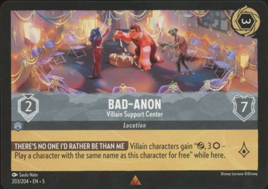 Disney Lorcana Bad-Anon Villain Support Center Shimmering Skies Rare #203