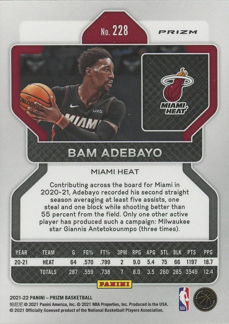 2021-22 Panini Prizm Bam Adebayo Green #228