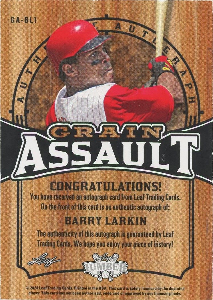 2024 Leaf Lumber Barry Larkin Grain Assault Auto #31/35 #GA-BL1