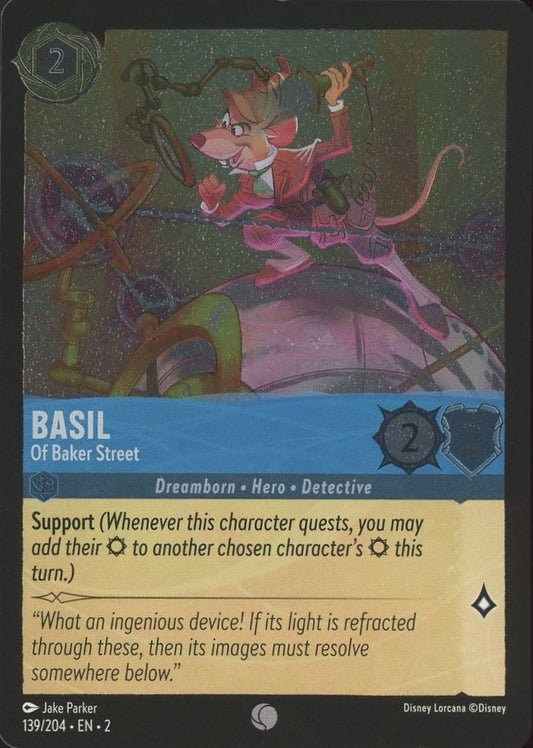 Disney Lorcana: Floodborn Basil Of Baker Street Common Foil #139