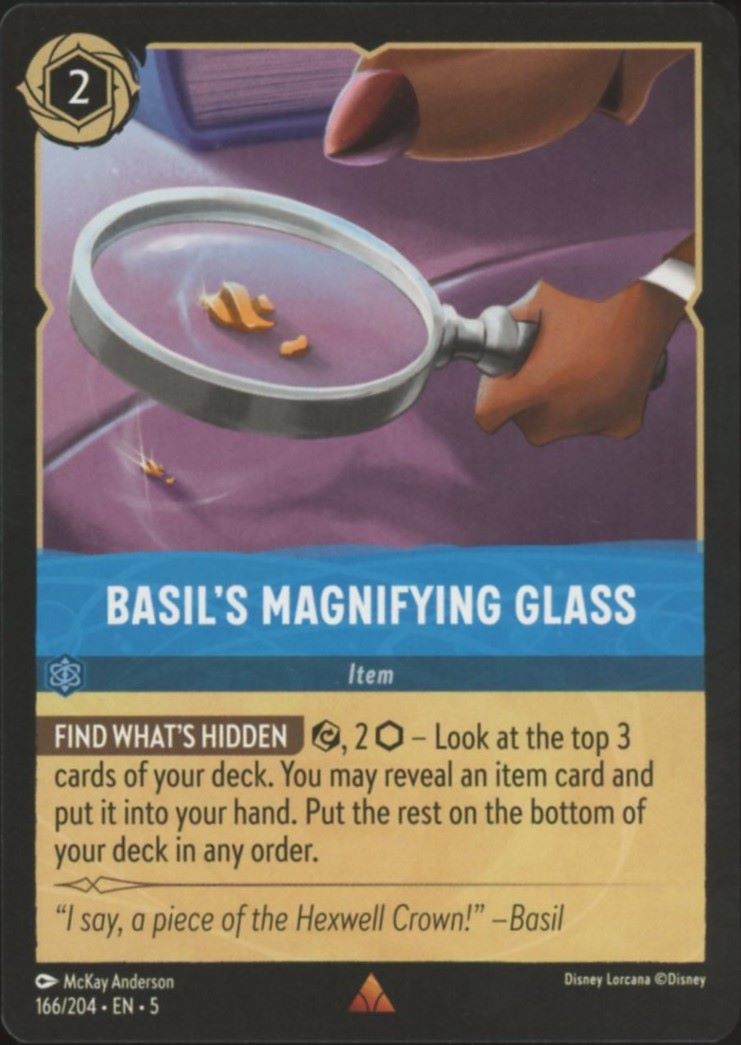 Disney Lorcana Basil's Magnifying Glass Shimmering Skies Rare #166