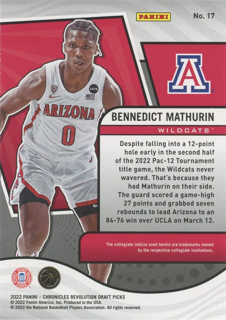 2022 Panini Chronicles  Benedict Mathurin Revolution Draft Picks #17