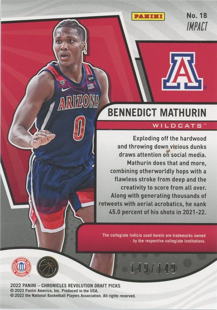 2022 Chronicles Bennedict Mathurin Draft Picks Revolution Impact Blue #/149 #18