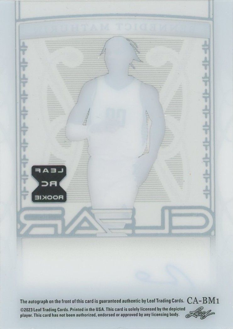 Bennedict Mathurin 2022-23 Leaf Trinity Clear Blue RC Auto #12/30 #CA-BM1