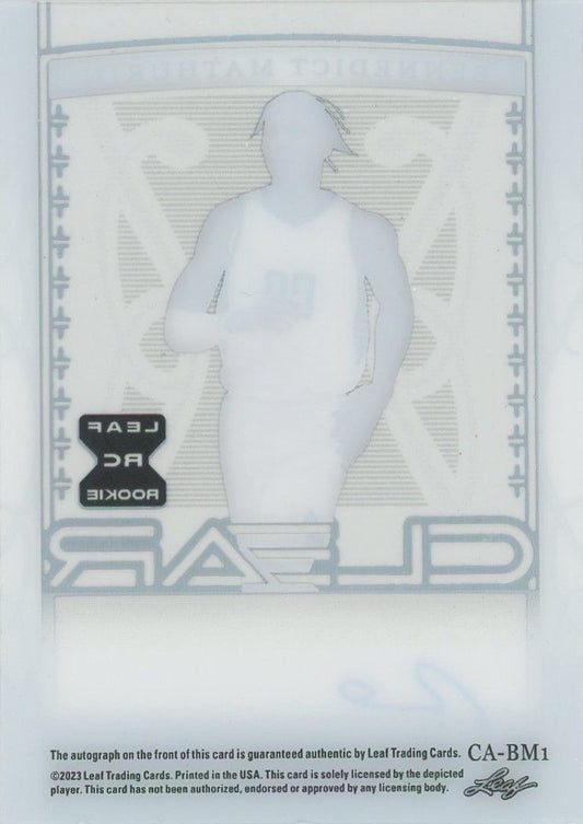 Bennedict Mathurin 2022-23 Leaf Trinity Clear Blue RC Auto #12/30 #CA-BM1