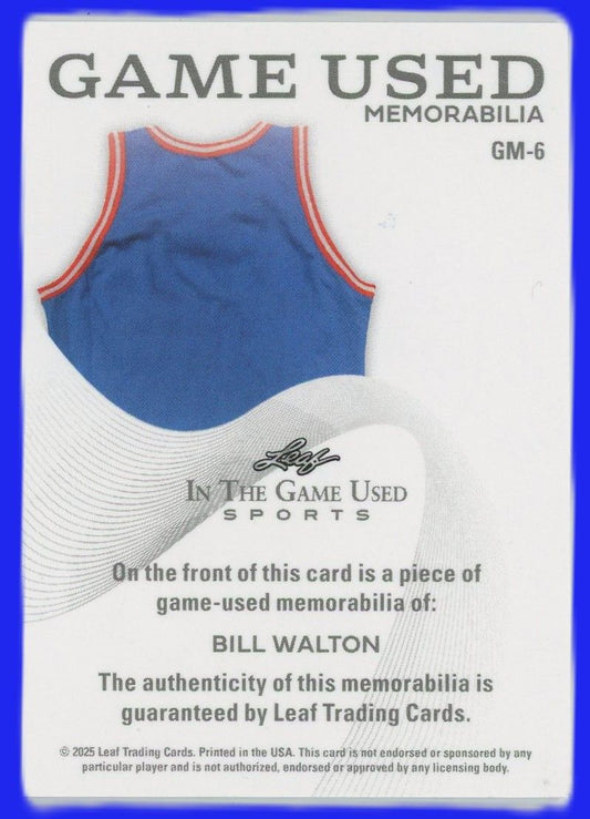 2025 Leaf In The Game Used Bill Walton Platinum Patch #8/15 #GM-6