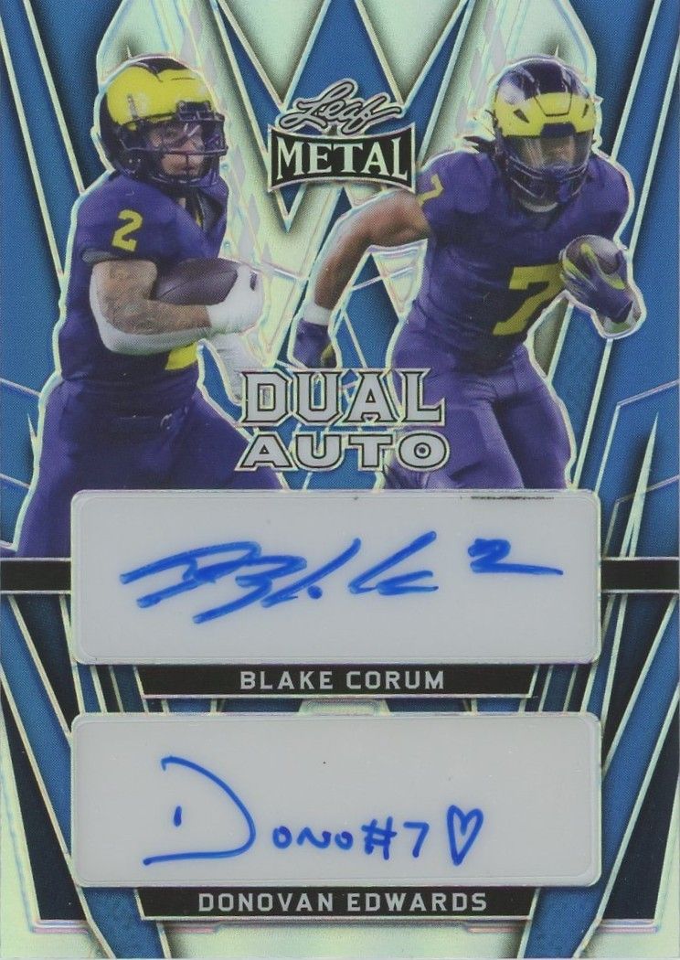 Blake Corum/Donovan Edwards 2024 Leaf Metal Dual Auto #2/9 #DA-3 Michigan Wolverines